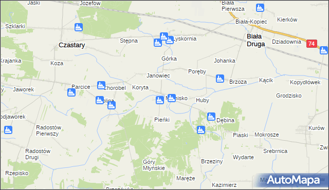 mapa Młynisko gmina Biała, Młynisko gmina Biała na mapie Targeo