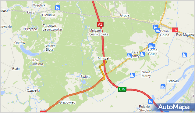 mapa Mniszek gmina Dragacz, Mniszek gmina Dragacz na mapie Targeo