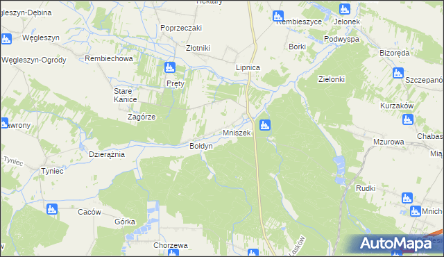 mapa Mniszek gmina Małogoszcz, Mniszek gmina Małogoszcz na mapie Targeo