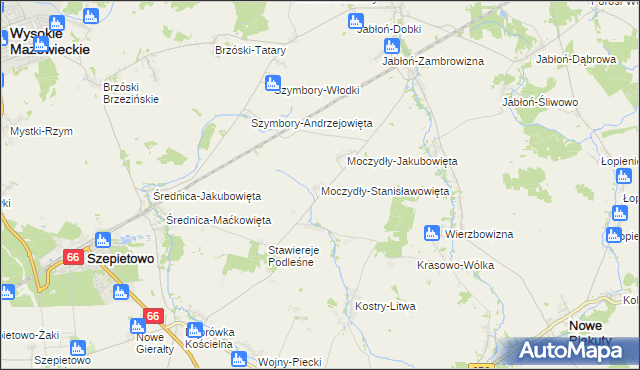 mapa Moczydły-Stanisławowięta, Moczydły-Stanisławowięta na mapie Targeo