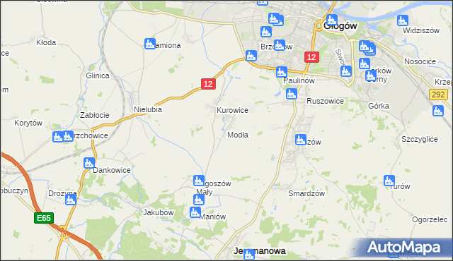 mapa Modła gmina Jerzmanowa, Modła gmina Jerzmanowa na mapie Targeo