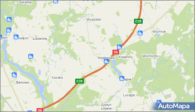 mapa Modlimowo gmina Płoty, Modlimowo gmina Płoty na mapie Targeo