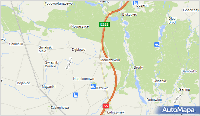 mapa Modliszewko, Modliszewko na mapie Targeo