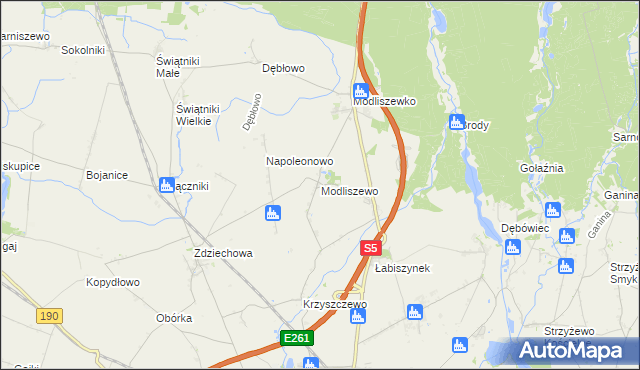 mapa Modliszewo, Modliszewo na mapie Targeo