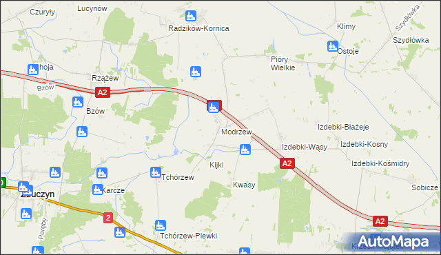 mapa Modrzew gmina Zbuczyn, Modrzew gmina Zbuczyn na mapie Targeo