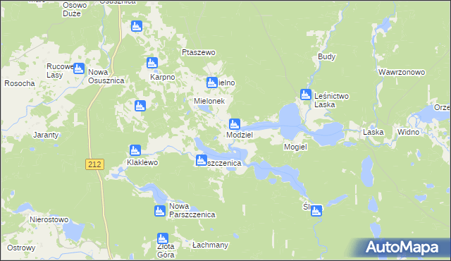 mapa Modziel, Modziel na mapie Targeo