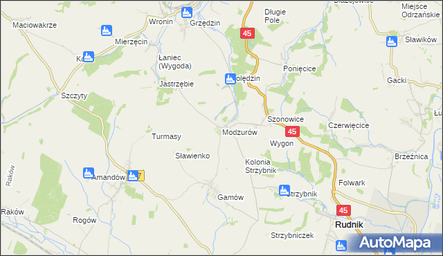 mapa Modzurów, Modzurów na mapie Targeo