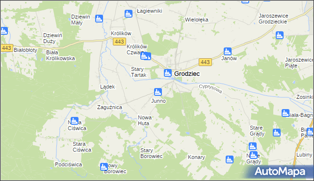 mapa Mokre gmina Grodziec, Mokre gmina Grodziec na mapie Targeo