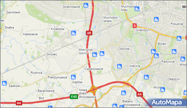 mapa Mokronos Dolny, Mokronos Dolny na mapie Targeo