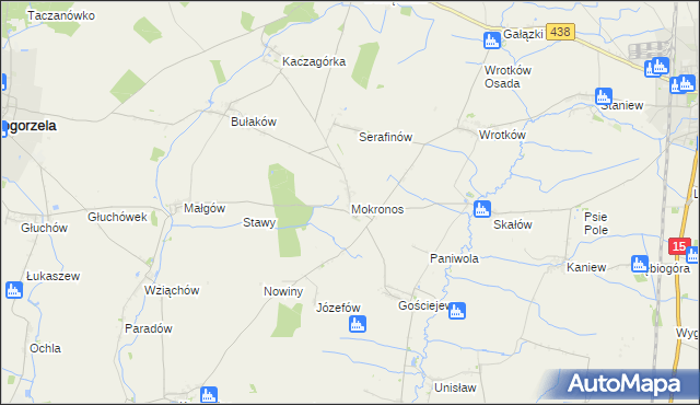 mapa Mokronos gmina Koźmin Wielkopolski, Mokronos gmina Koźmin Wielkopolski na mapie Targeo