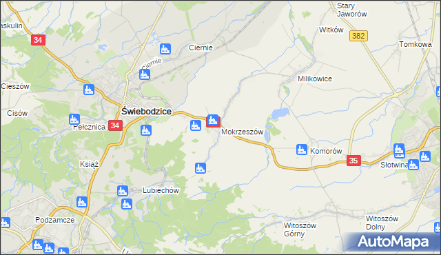 mapa Mokrzeszów, Mokrzeszów na mapie Targeo