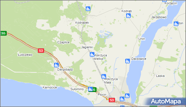 mapa Mokrzyca Wielka, Mokrzyca Wielka na mapie Targeo