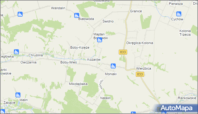 mapa Moniaki-Kolonia, Moniaki-Kolonia na mapie Targeo