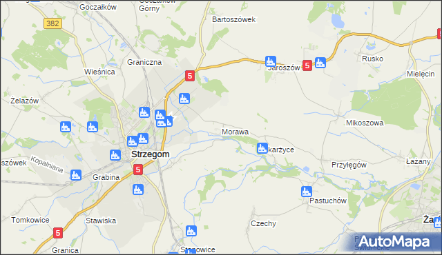 mapa Morawa gmina Strzegom, Morawa gmina Strzegom na mapie Targeo