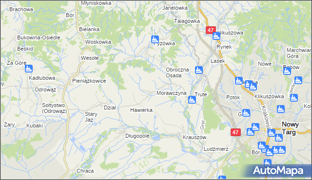 mapa Morawczyna, Morawczyna na mapie Targeo