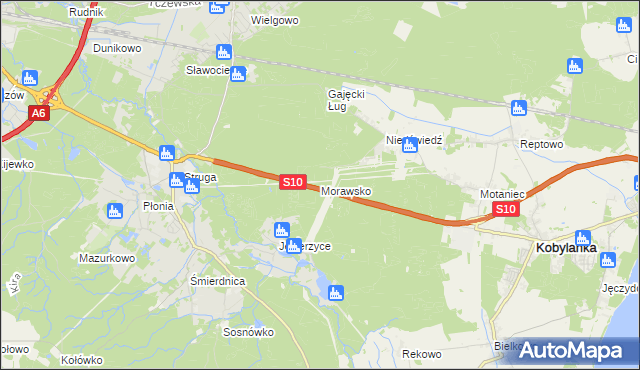 mapa Morawsko gmina Kobylanka, Morawsko gmina Kobylanka na mapie Targeo