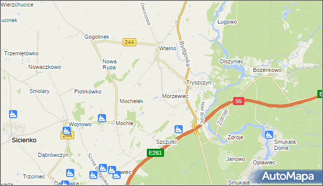 mapa Morzewiec, Morzewiec na mapie Targeo