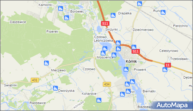 mapa Mościenica, Mościenica na mapie Targeo