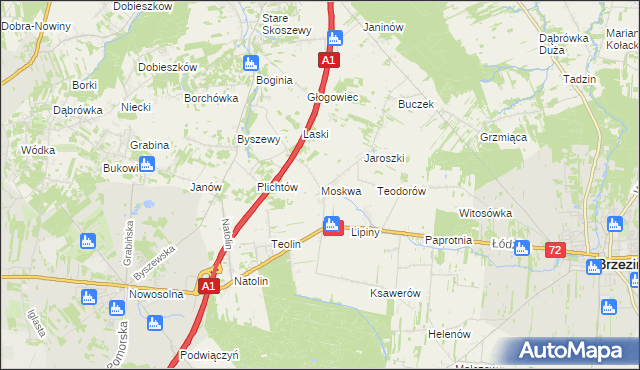 mapa Moskwa gmina Nowosolna, Moskwa gmina Nowosolna na mapie Targeo