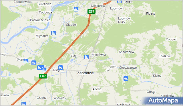 mapa Mostówka gmina Zabrodzie, Mostówka gmina Zabrodzie na mapie Targeo