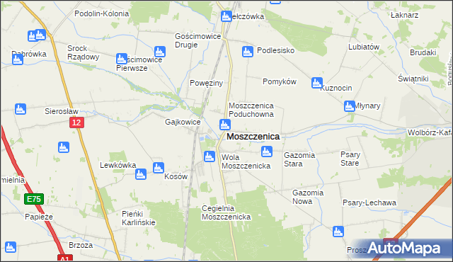 mapa Moszczenica powiat piotrkowski, Moszczenica powiat piotrkowski na mapie Targeo