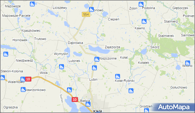 mapa Moszczonne, Moszczonne na mapie Targeo