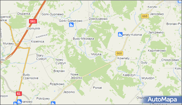 mapa Motyka, Motyka na mapie Targeo