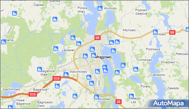 mapa Mrągowo, Mrągowo na mapie Targeo