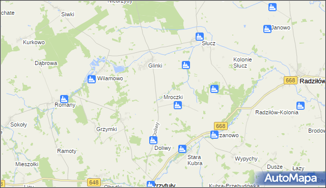 mapa Mroczki gmina Przytuły, Mroczki gmina Przytuły na mapie Targeo