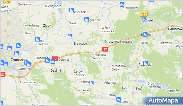 mapa Mroczków Gościnny, Mroczków Gościnny na mapie Targeo