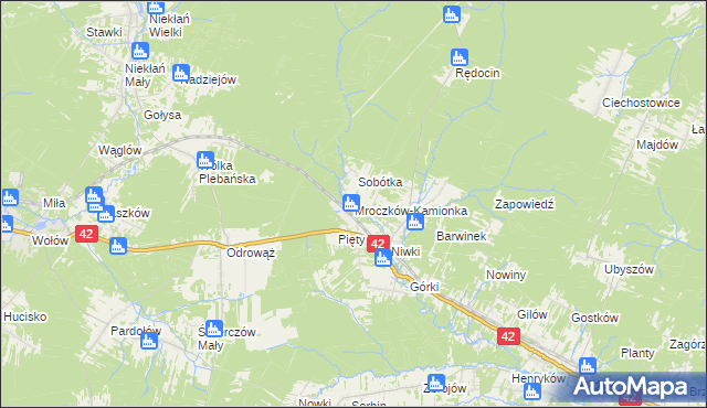 mapa Mroczków-Kamionka, Mroczków-Kamionka na mapie Targeo