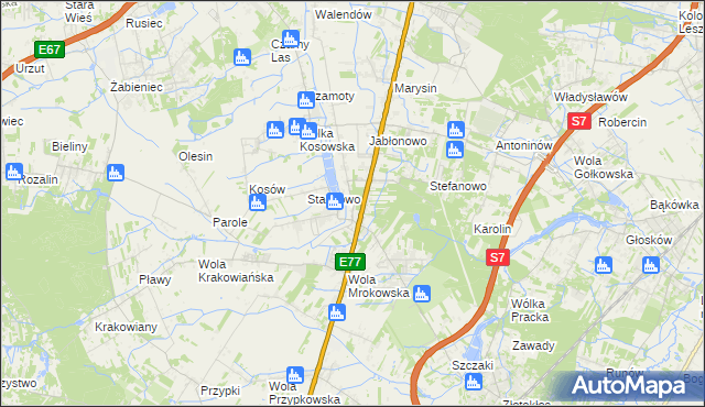 mapa Mroków gmina Lesznowola, Mroków gmina Lesznowola na mapie Targeo