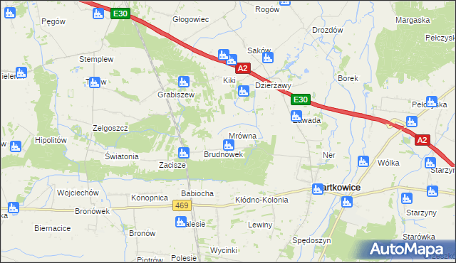 mapa Mrówna, Mrówna na mapie Targeo