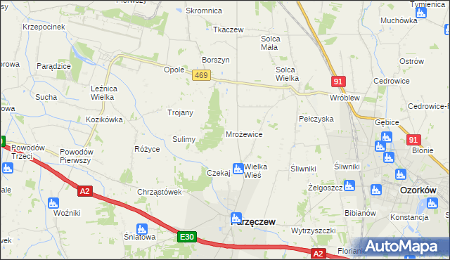 mapa Mrożewice, Mrożewice na mapie Targeo