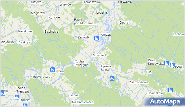 mapa Mrzygłód gmina Sanok, Mrzygłód gmina Sanok na mapie Targeo