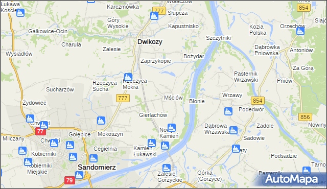 mapa Mściów, Mściów na mapie Targeo