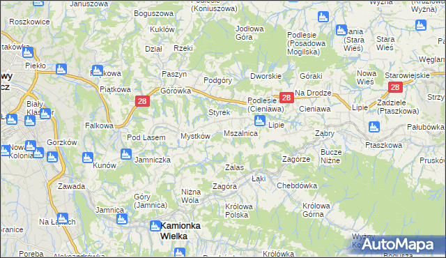 mapa Mszalnica, Mszalnica na mapie Targeo