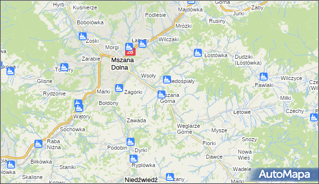 mapa Mszana Górna, Mszana Górna na mapie Targeo