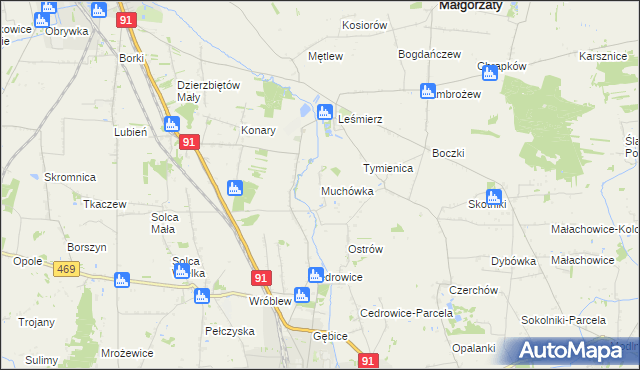 mapa Muchówka gmina Ozorków, Muchówka gmina Ozorków na mapie Targeo