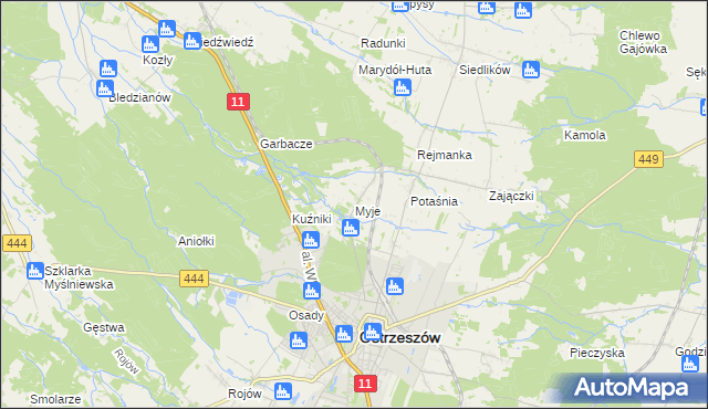 mapa Myje, Myje na mapie Targeo