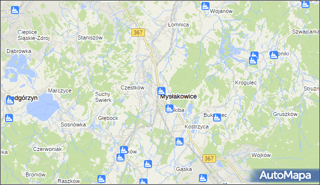 mapa Mysłakowice, Mysłakowice na mapie Targeo