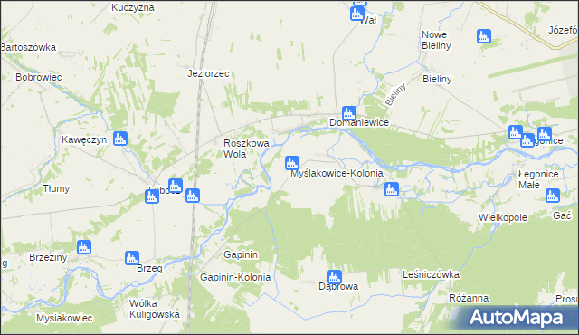 mapa Myślakowice-Kolonia, Myślakowice-Kolonia na mapie Targeo