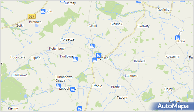 mapa Myślice, Myślice na mapie Targeo