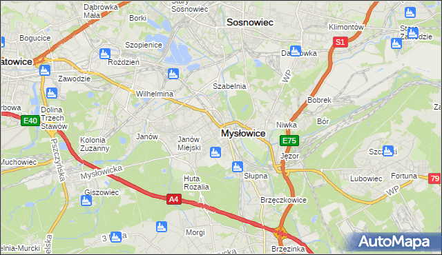 mapa Mysłowice, Mysłowice na mapie Targeo