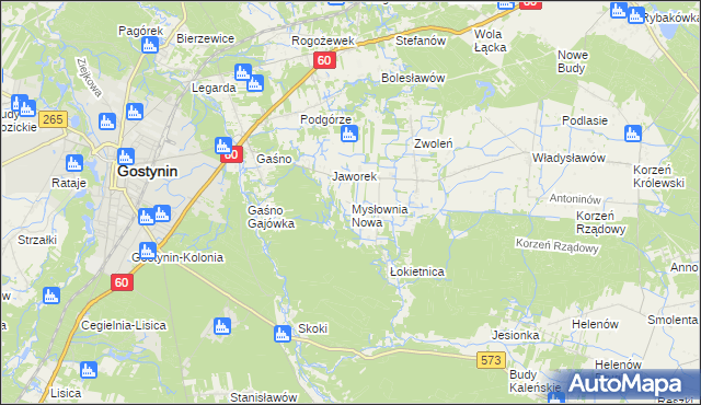 mapa Mysłownia Nowa, Mysłownia Nowa na mapie Targeo