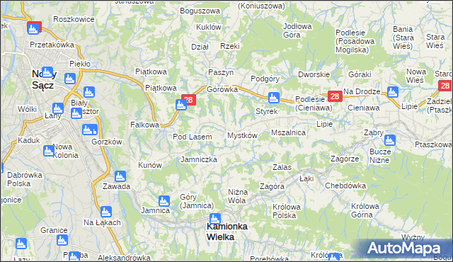 mapa Mystków, Mystków na mapie Targeo