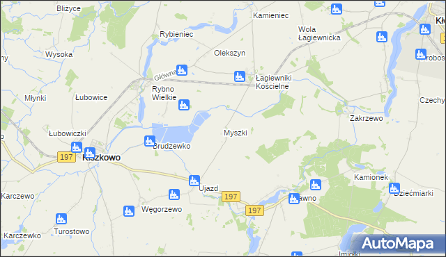 mapa Myszki gmina Kiszkowo, Myszki gmina Kiszkowo na mapie Targeo