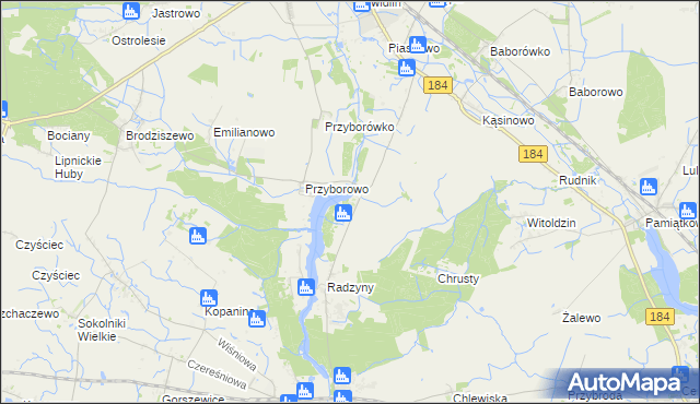 mapa Myszkowo gmina Szamotuły, Myszkowo gmina Szamotuły na mapie Targeo