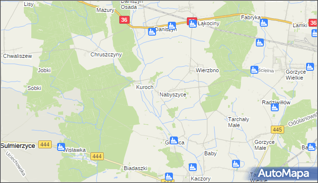 mapa Nabyszyce, Nabyszyce na mapie Targeo