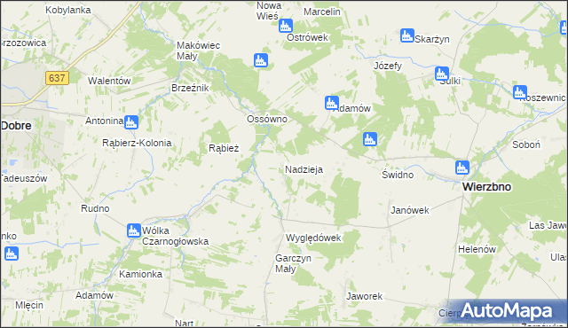 mapa Nadzieja gmina Wierzbno, Nadzieja gmina Wierzbno na mapie Targeo